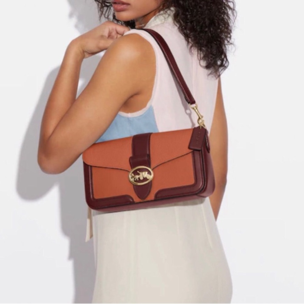 NWT Coach Georgie Refined Leather Colorblock Shoulder Bag